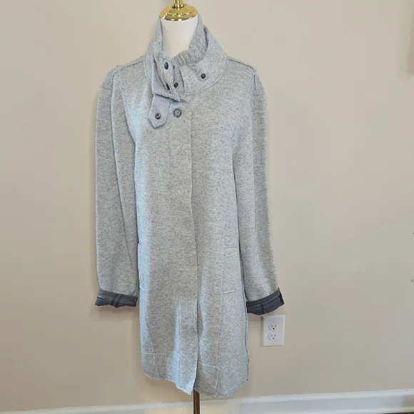 Barbour Millfire Knit Jumper – Light Grey Marl Winter Tartan Wool Blend US 14 - Picture 4 of 13